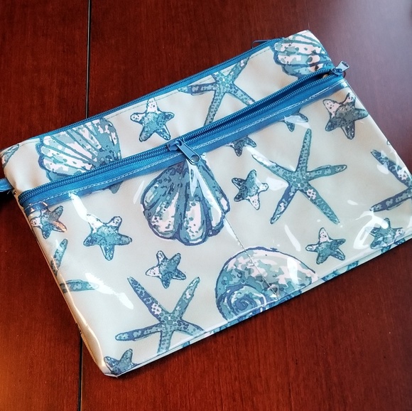 High Tide Collection Handbags - Large 12x9" Zip Bag Seashell Beach